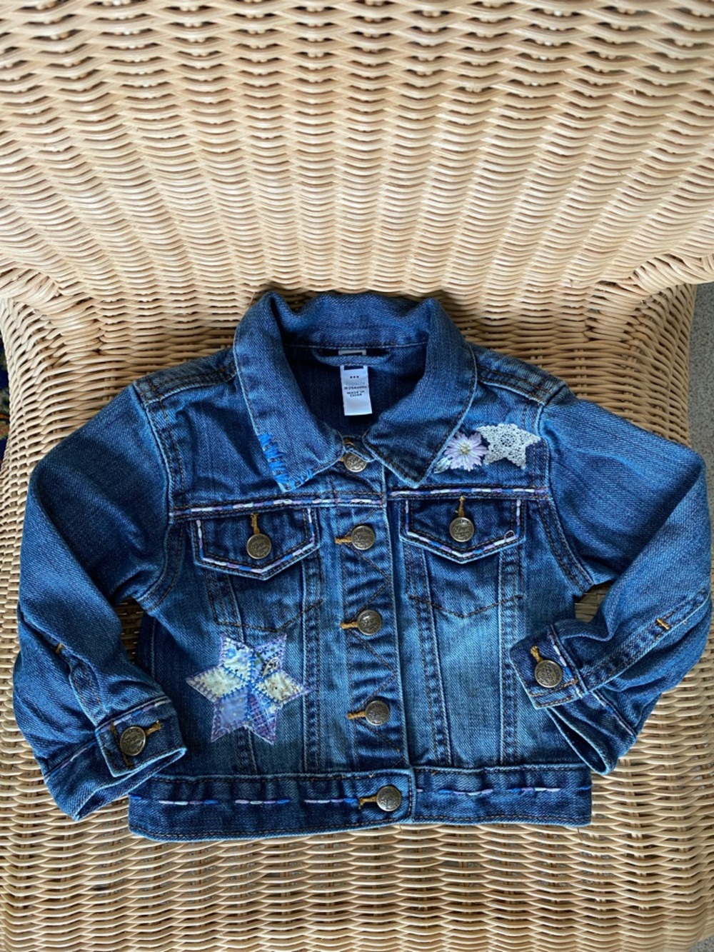 GAP Girls Blue Denim Jacket with Patch Embroidery 18-24mo.